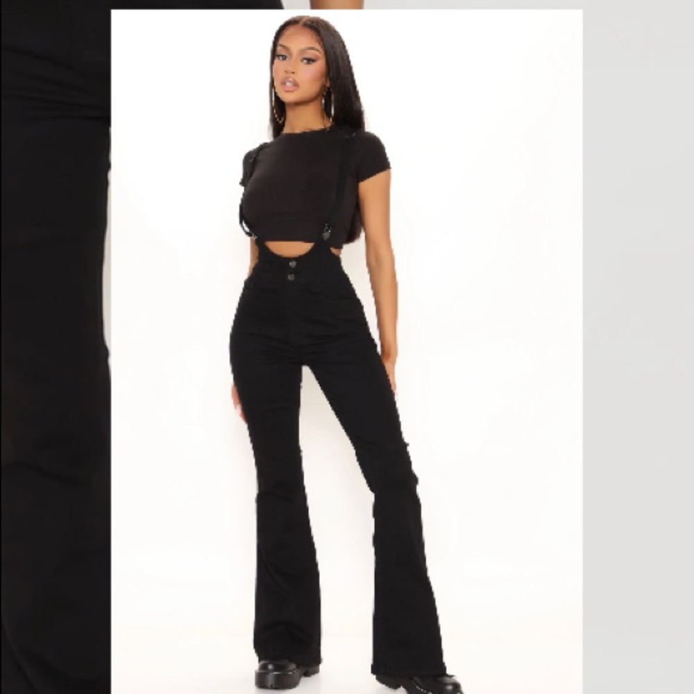 FashionNova Flare Denim Overalls